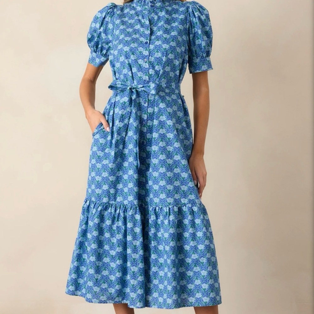Sugarlips Blue Floral Midi Dress